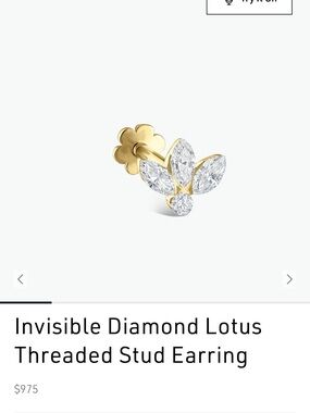 NEW Maria Tash Invisible Diamond Lotus Threaded Stud Earring (3mm)